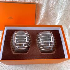 Hermes Paris Crystal Tumbler Glass Fanfare Set of 2 with Case picture