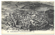 France CARCASSONNE Aerial View Of City Medieval Walled Town Vintage Postcard picture