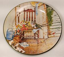 Vintage Norman Rockwell Spring Flowers Bendictine Toleware Plate 1985 picture
