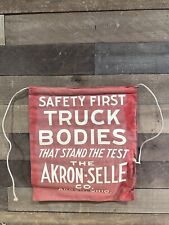 Vintage Safety First Truck Bodies Akron-Selle Advertising Banner Double Sided 4 picture