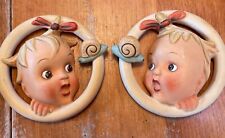 Vintage Marco Ceramic Baby Girl Figurine Wall Hanging 5”Numbered Buy One Or Both picture