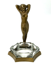 Art Deco JB Co Bronze Nude Woman Posing Bronze Cigar Ash Tray All Original picture