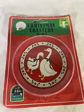 country geese duck goose red Christmas coasters Metal picture