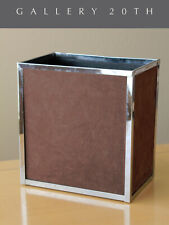 RARE & COOL MID CENTURY ITALIAN SUEDE CHROME WASTEBASKET 70'S AFTER PANTON VTG picture