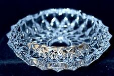 Crystal Glass Ashtray Diamond Pattern Cigar / ette Vintage Heavy 6” X 2.5” MCM picture