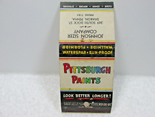 Vintage Pittsburg Paints Sharon PA Advertising Matchbook Cover picture