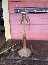 ANTIQUE PITTSBURGH LAMP BASE FOR REVERSE PAINTED LAMP Wheel Heat Cap & Finial picture