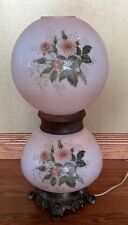 Vintage Pink Flower Hand Painted Gone With The Wind Hurricane Two Way Lamp 22.5” picture