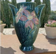 Roseville Pottery Vase In Excellent Condition 6” Roseville Pottery Clematis Vase picture