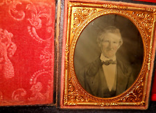 1/6th Size Ambrotype of man in full case, split at hinge picture