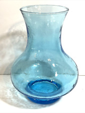 Vintage Medium Teal Blue Glass Flower Vase Home Decor 8.75
