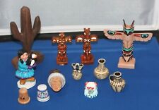 Native American Indian - Mini Totem Pole - Wood Cactus - Statue - Thimbles +More picture