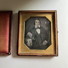 Antique Cased Daguerreotype Photograph Dapper Young Man Book/Bible Great Hair picture