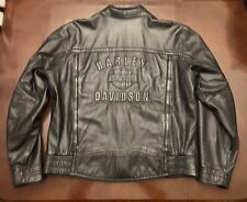 🚨Harley Davidson Black Leather Vented Jacket Embossed Bar And Shield Size XL🚨 picture