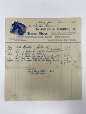 1908 Horse Shoer Billhead Receipt Bill Beverly MA Massachusettes James Torrey picture