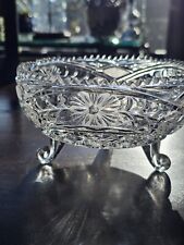 Vtg Imperlux 24% Cut Lead Crystal From Germany, 3 Footed, Etched Floral Design, picture