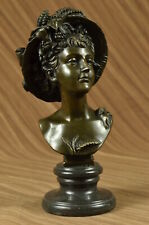 Solid Bronze Metal Big Bust Elegant Victorian Female Classical Estate Girl Gift picture