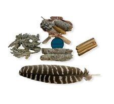 Natural Smudge Kit - Shell + Stand + Sages x2 + Palo + Feather (1 Kit) #JC-229 picture