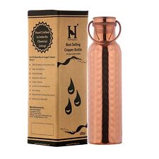 HealthGoodsIn - Pure Copper Hammered Water Bottle with Carrying Handle 600 Ml... picture