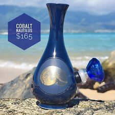 Vintage Upcycled Cobalt Ceramic Bong With Gilded Embellishments picture