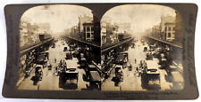 Vintage Stereograph Stereo View Stereoscope Card 1904 Bowery Thoroughfare NY picture
