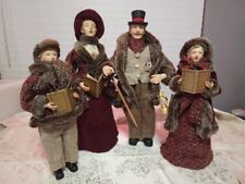 Carolers figurines 4 Christmas real clothing  resin. The tallest 20” Rare picture