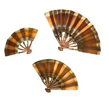 3 VTG HOMCO HOME INTERIORS SOLID COPPER FANS WALL PLAQUE DECOR NEW IN BOX picture