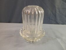 Brooke Crescent Clear Glass Fairy Lamp Tea Light Candle Holder Ribbed Design picture