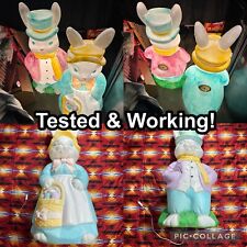 Vintage Large Empire Mr. 33” & Mrs. 31” Easter Bunny Rabbit Light-Up Blow Mold picture