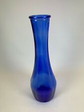  vase vintage cobalt blue ribbed glass 9 inch tall picture