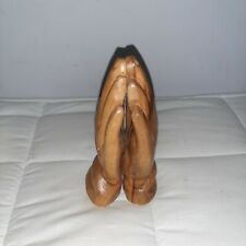 Vintage Olive Wood Hand-Carved Praying Hands Holy Religious Pilgrimage Souvenir picture