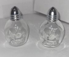 Vintage Avon Hummingbird Floral Frosted 24% Lead Crystal Salt & Pepper Shakers picture