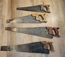 Vtg Disston Hand Saw Lot of 4 Wood Handles, Carpentry, Woodworking picture