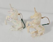 2 Vintage American Greetings Unicorns Christmas Holiday Ornaments picture