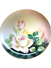 BAVARIA HAND PAINTED DECORATIVE PLATE WITH PINK & YELLOW ROSES ARTIST SIGNED picture