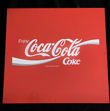 VTG Enjoy COCA-COLA & COKE Double Wave Trade Mark REGD Enamel Sign 21.5” RARE picture