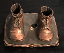 Antique Bronze Baby Shoes Desk Pen Holder Staging Prop picture