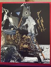 APOLLO 12 ALAN BEAN 4TH MOONWALKER SIGNED 8 X 10 PHOTO OF BEAN DESCENDING LM picture