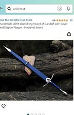 UNITED CUTLERY Lord of the Rings Glamdring Sword Of Gandalf w/ Plaque UC1265 NEW picture