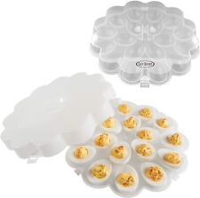Deviled Egg Tray Snap On Lid  Protects Safe Lid Carrier Plates Clear picture