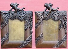 Exceptional Matching Pair Of Circa 1900 Bronze Cherub And Drapery Picture Frames picture