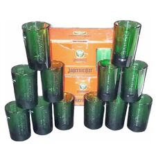 Vintage Jagermeister Green Glass Shot Glasses Lot of 12 1 Oz Made in a Germany. picture