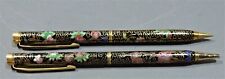 Vintage Cloisonné Colorful Floral Enameled Ballpoint Pen & Pencil Set, Very Nice picture