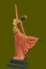 LARGE DIMITRI CHIPARUS DANCER ART DECO BRONZE SCULPTURE MARBLE BASE FIGURINE LR picture