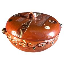 Vintage Mexican Clay Pottery Handmade  Serving Dish With Lid picture