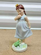 Antique Royal Dux Porcelain Figurine, Little Princess And Frog, 7.25
