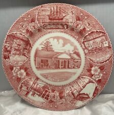 Vintage Staffordshire Ware Roosevelt The Little White House Red plates- Set Of 6 picture