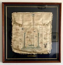 Antique 18th/Early 19th Century Painted Silk Masonic Apron (Framed) picture