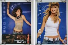 (2) VTG BUD LIGHT BEER POSTERS BEER PIN UP PROMO BUDWEISER NEAR MINT POSTER RARE picture
