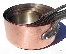Vintage French Copper Saucepan Set 5 Faucogney Made in France Tin Lining 6.8lbs picture